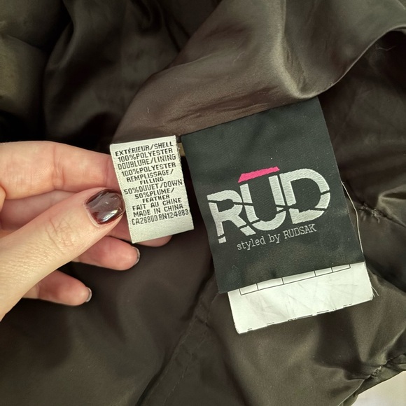 Rud by Rudsak Puffer Winter Coat Belted Dark Olive Green Size S Down Feather - Picture 7 of 10
